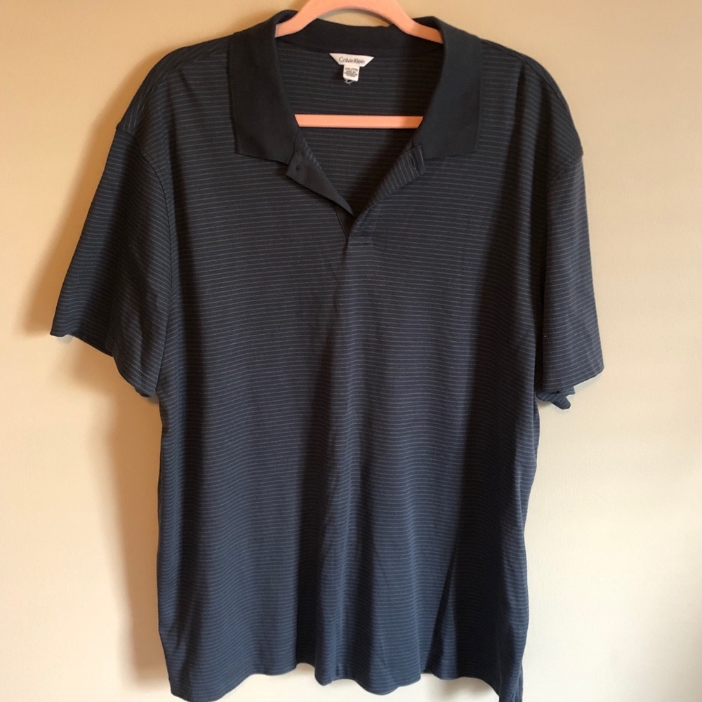 Calvin Klein Navy Blue Polo Button Up Shirt XXL